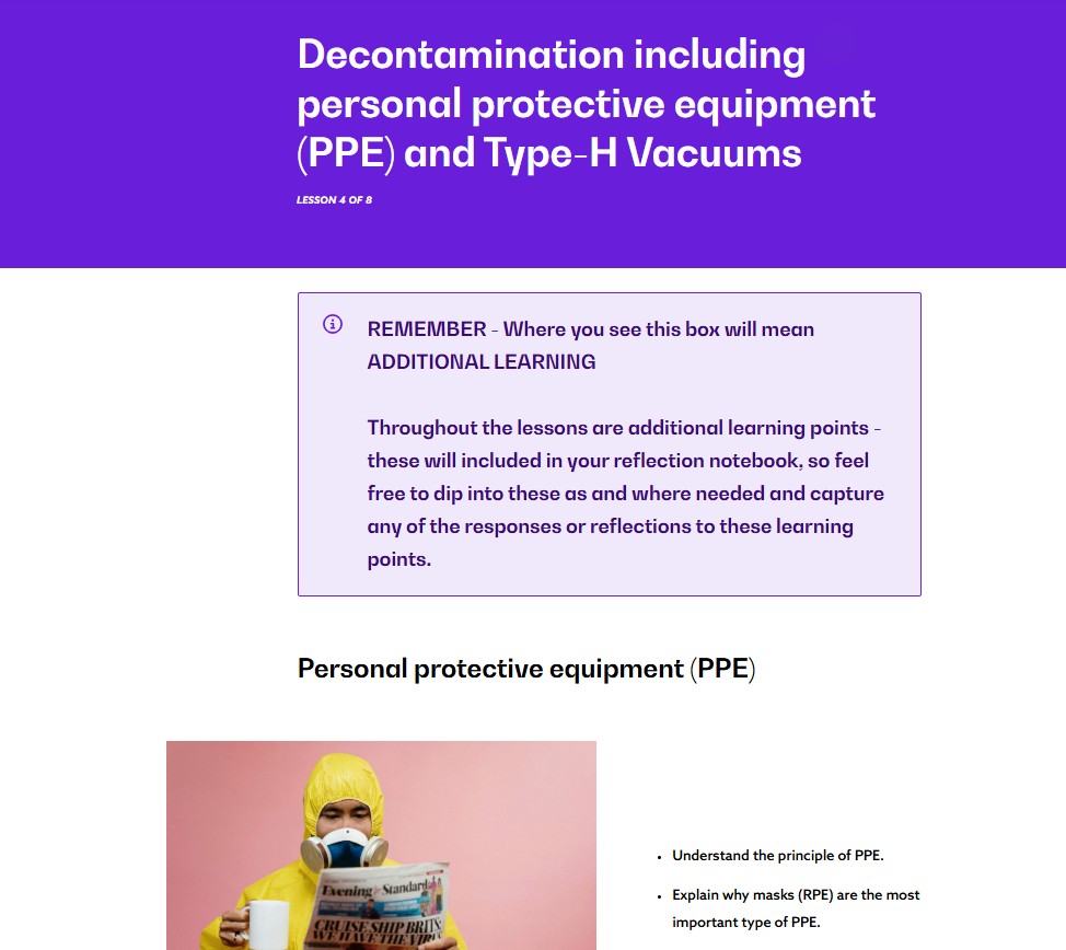 Asbestos ITM: decontamination, PPE and Type-H vacuums lesson